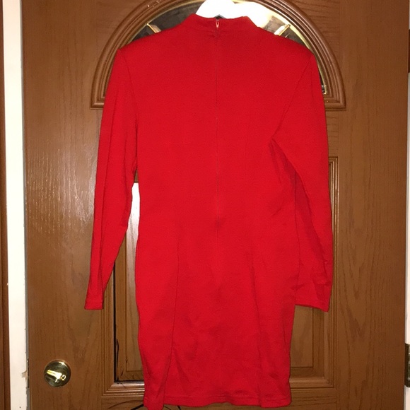 RARE Vintage 80’s Breakin’ Hearts Red Long Sleeve High Neck Toggle Dress - Picture 11 of 15